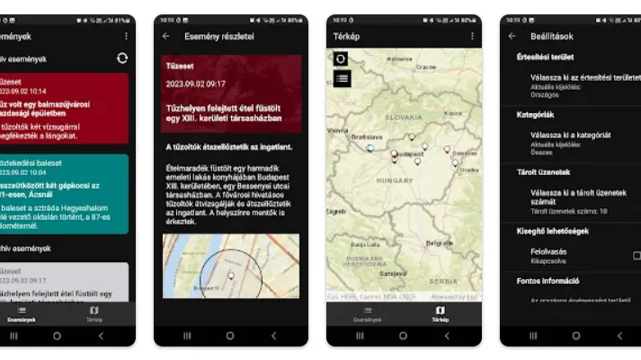 Kép a VÉSZ alkapmazásról